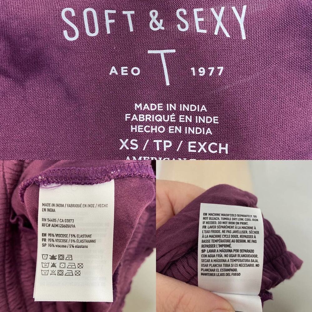 American Eagle Outfitters Soft & Sexy Tie Dye Ruffle Top Maroon Boho Size XS - Picture 9 of 10
